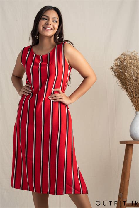 Striped Sleeveless Dress Outfit Lk