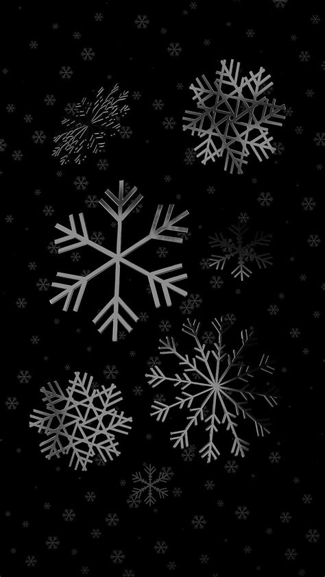 Snowflakes Wallpaper Black
