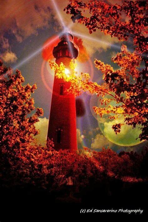 Lighthouse Kissed In The Splendor Of An Autumn Day Beautiful