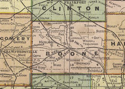 Boone County Indiana 1908 Map Lebanon