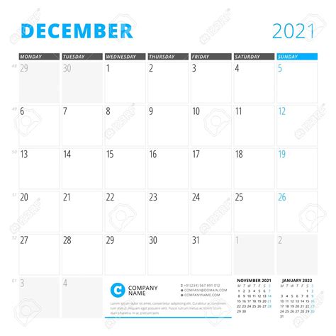 December 2021 Planner Calendar Printables Free Blank