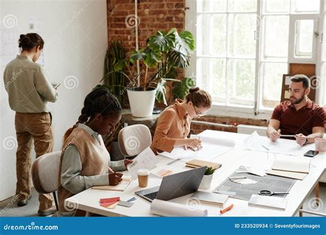 Diverse Team Of Architects In Office Stock Photo Image Of Business