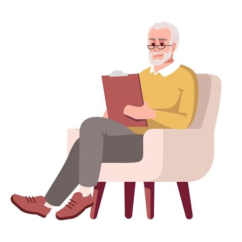 anciano en sillón semi plano rgb color ilustración vectorial persona