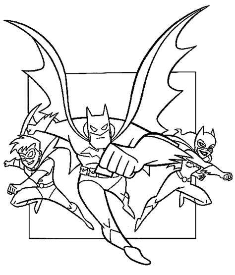 Dibujo De Batman Catwoman Y Robin De Batman Para Colorear Dibujos