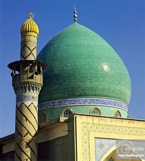 Green Domed Mosque Minaret Tower Baghdad Stock Photo