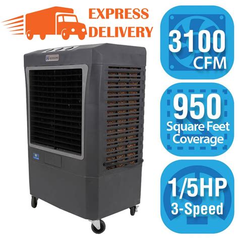 They immediately add cool air once you wheel them into place. Portable Evaporative Cooler 950 sq ft 3-Speed Oscillating ...