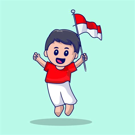 Cute Indonesian Kid Patriotic Theme 6409088 Vector Art At Vecteezy