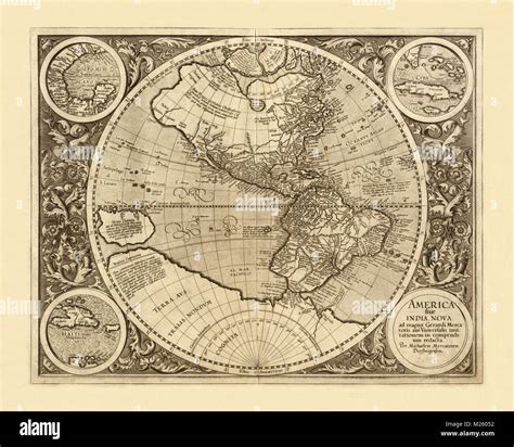 Historical Map Of The Americas Circa 1595 Stock Photo Alamy