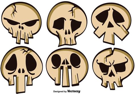 Vector Set Of Cartoon Skulls For Halloween 121185 Vector Art At Vecteezy