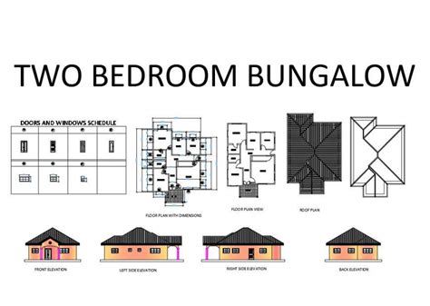 Architecture Bungalow Layout Plan With Elevation Design Dwg File Cadbull Images