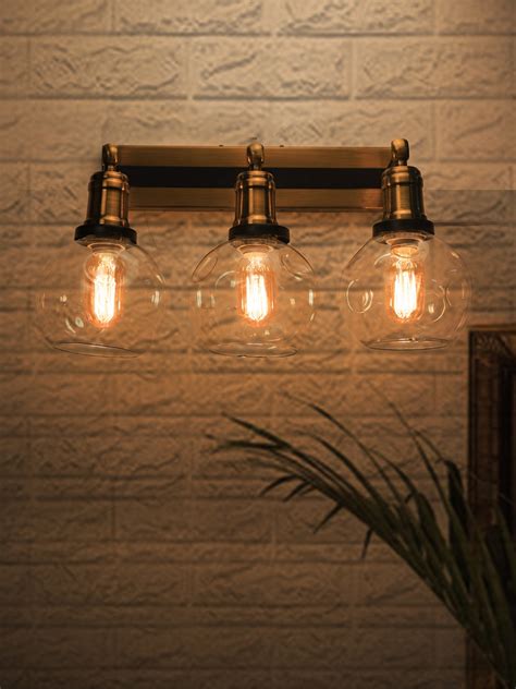 Wall mounted faucet kitchen and bath designers. Contemporary Industrial 3 Globes Vanity Mirror Light ...