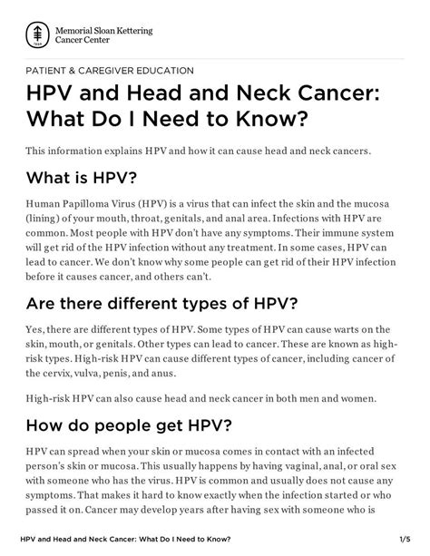 Hpv And Head And Neck Cancer What Do I Need To Know Docslib