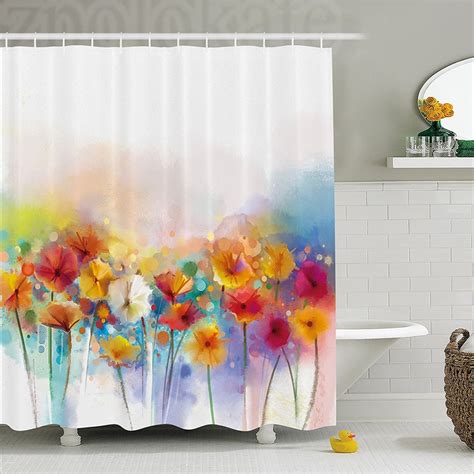 Watercolor Flower Home Decor Shower Curtain Gerbera