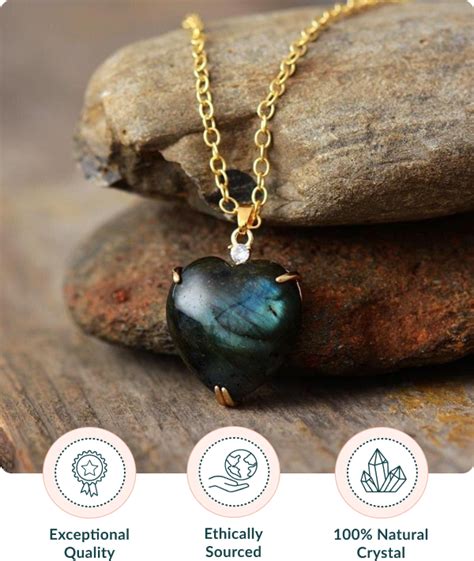 Labradorite Crystal Heart Pendant Necklace Mindfulsouls