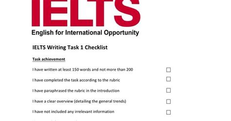 Ielts Writing Task 1 Checklist Teaching Ielts Pinterest Language