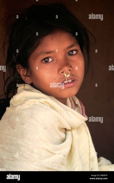 Girl At The Village Of Madhlibad Near Rayagada Orissa India Stock