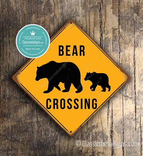 Bear Crossing Sign Classic Metal Signs