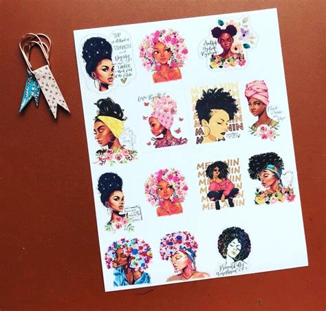 black woman stickers african american happy planner stickers etsy