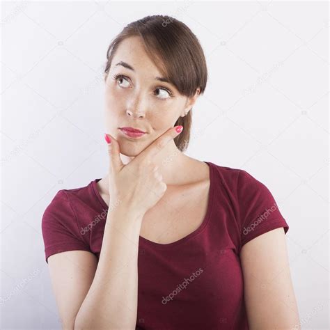 Woman Thinking With Hand On Chin Stock Photo By Tommasolizzul 85120694