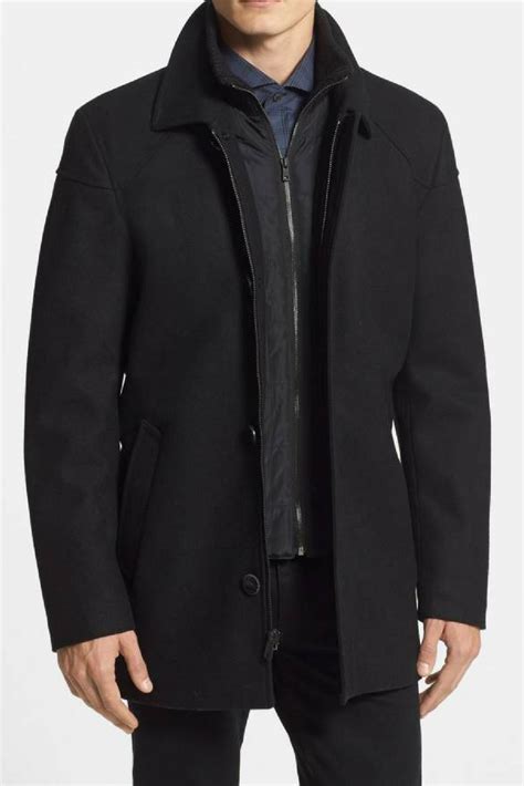 Mens Vince Camuto Melton Car Coat With Removable Bib A Great T
