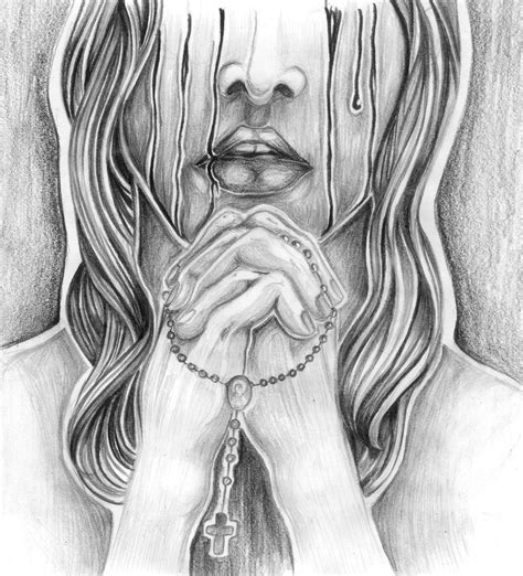 Praying Hands With Rosary Sketch At Explore