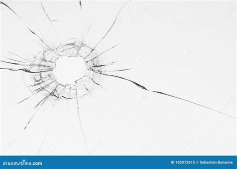 Bullet Hole In Glass Isolated Stock Image Image Of Crack Glass