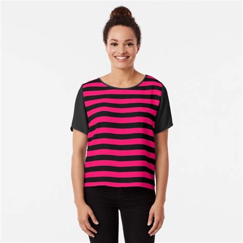 Bright Fluorescent Hot Pink Neon And Black Horizontal Stripes