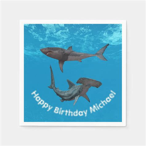 Happy Birthday Shark Great White Hammerhead Napkins Zazzle