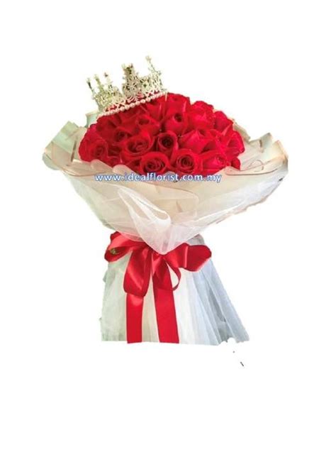 50 Red Roses With Crown Bouquet Bq008 Ideal Florist And T Shop