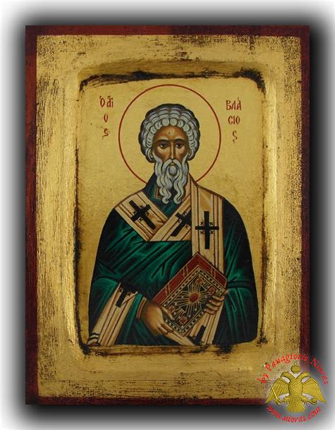 Saint Blaise Byzantine Icon In Canvas Hand Made Icons Of Saints