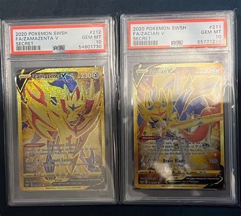 Mavin Zamazenta V PSA 10 And Zacian V PSA 10 Secret Rare Gold