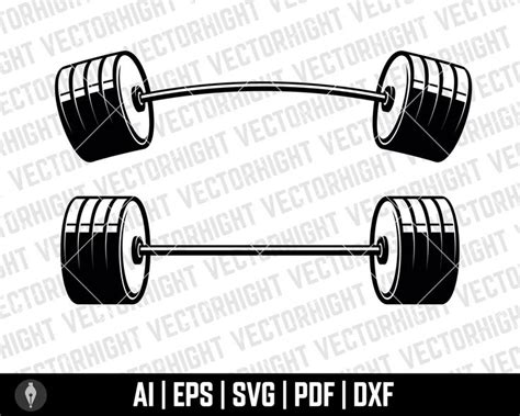 Fitness Barbell Weight Svg Barbell Shape Ai Eps Pdf Dxf Etsy