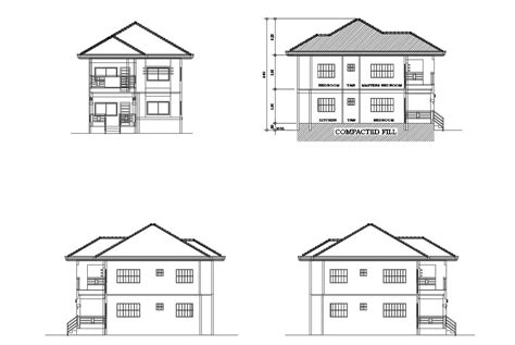 Two Storey Residential House Floor Plan In Dwg File Cadbull