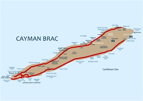 Cayman Brac Map Tourist Maps Destination Cayman Islands