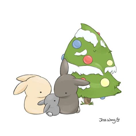 Christmas Art Print Cute Drawings Bunny Art Bunny Drawing