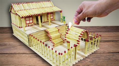 Making A Match House Fire At Home Match Stick Art Matchstick House