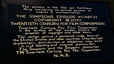 The Simpsons End Credits 2001 Youtube
