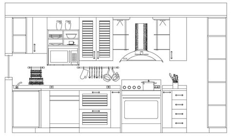 Kitchen Elevation Drawing Defined In This Autocad File Download This