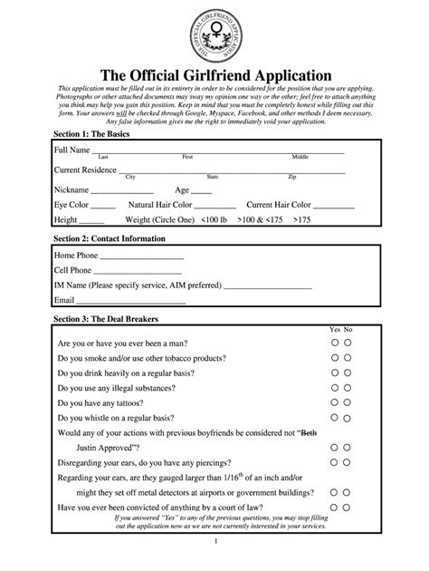 Girlfriend Application Fill Out And Sign Online Dochub