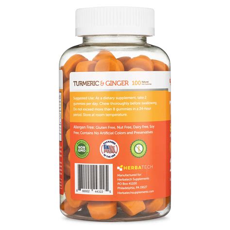 Turmeric Curcumin Gummies With Ginger Root 100 Count Chewable