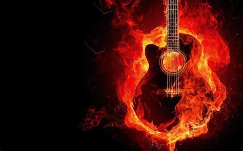 1920x1080 Wallpaper Black Acoustic Guitar In Flames Wallpaper Peakpx