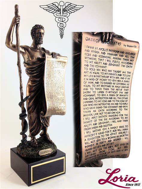 Medical Doctor Statue Hippocrates Holding Hippocratic Oath Loria Awards