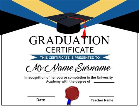 Graduation Certificate Printable Template Postermywall
