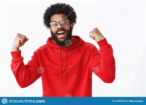 Guy Feeling Awesome Winning Celebrating Victory Raising Fists In