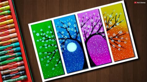 ℹabout this channelℹ fancy's art is the easiest. Flower Tree drawing with Oil Pastels - step by step | Tree ...