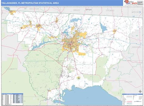 Tallahassee Fl Metro Area Wall Map Premium Style By M - vrogue.co