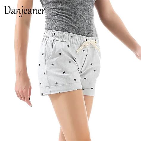 Danjeaner Summer Womens Home Casual Elastic Waist Cotton Shorts