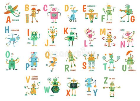 Cartoon Alphabet Characters A M Stock Vector Illustration Of Letter