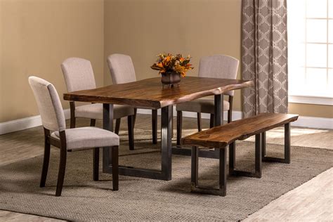 The wood panel table top with a distressed wood grain finish and tapered legs truly makes this dining set sophisticated enough for sunday brunch yet sturdy enough for game night. New Arrival! Hillsdale Emerson 6 Piece 80×39 Rectangular Dining Set - Home Decor, Interior ...