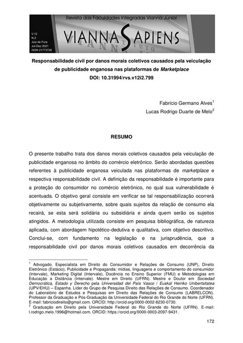 PDF Responsabilidade Civil Por Danos Morais Coletivos Causados Pela